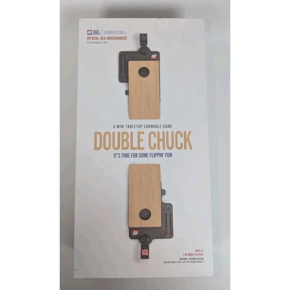 Double Chuck Mini Tabletop Cornhole Game Official ACA Complete Bamboo Toss Set